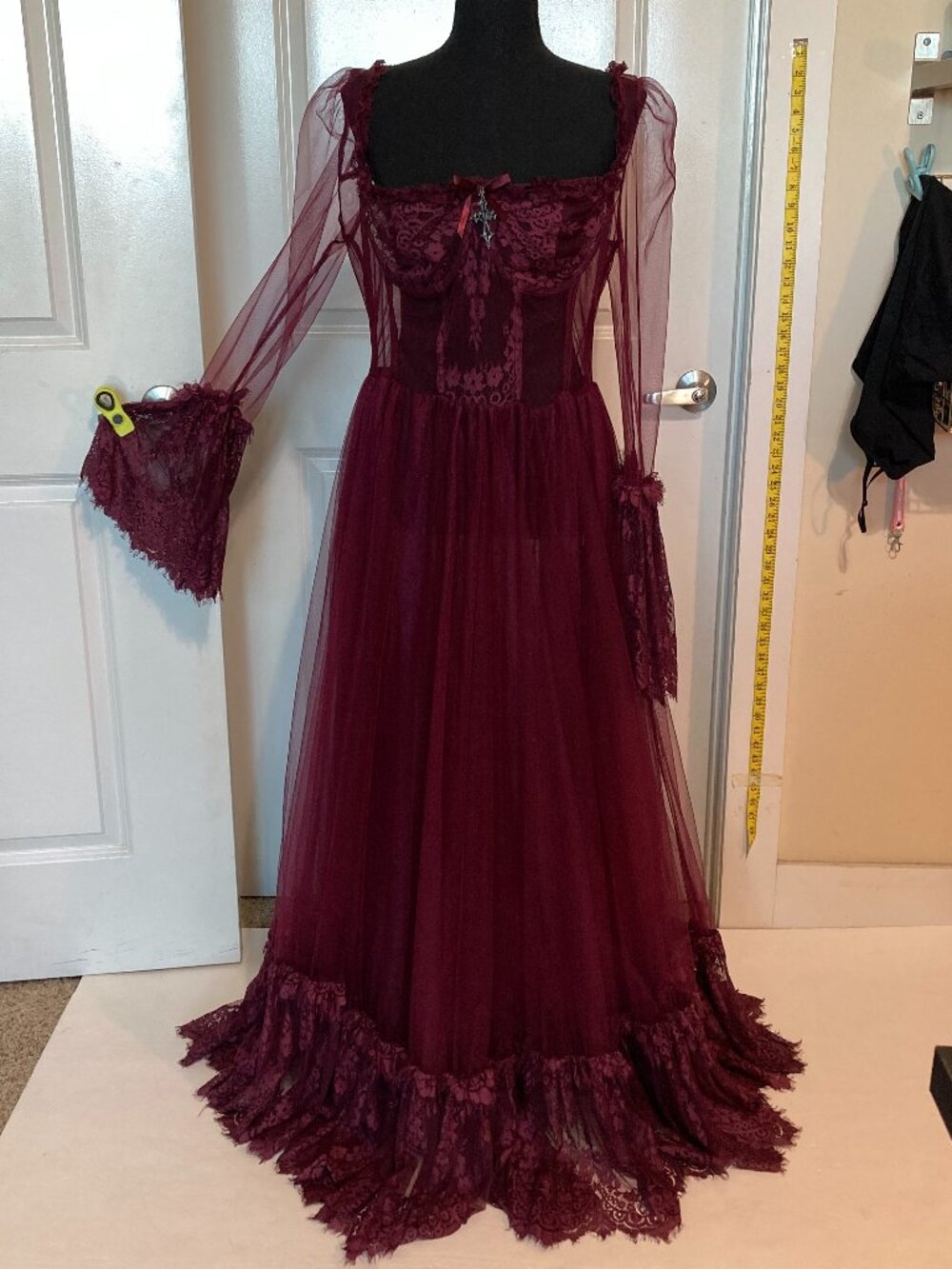 Dolls Kill Widow Dance with Death Maxi Dress - Burgundy